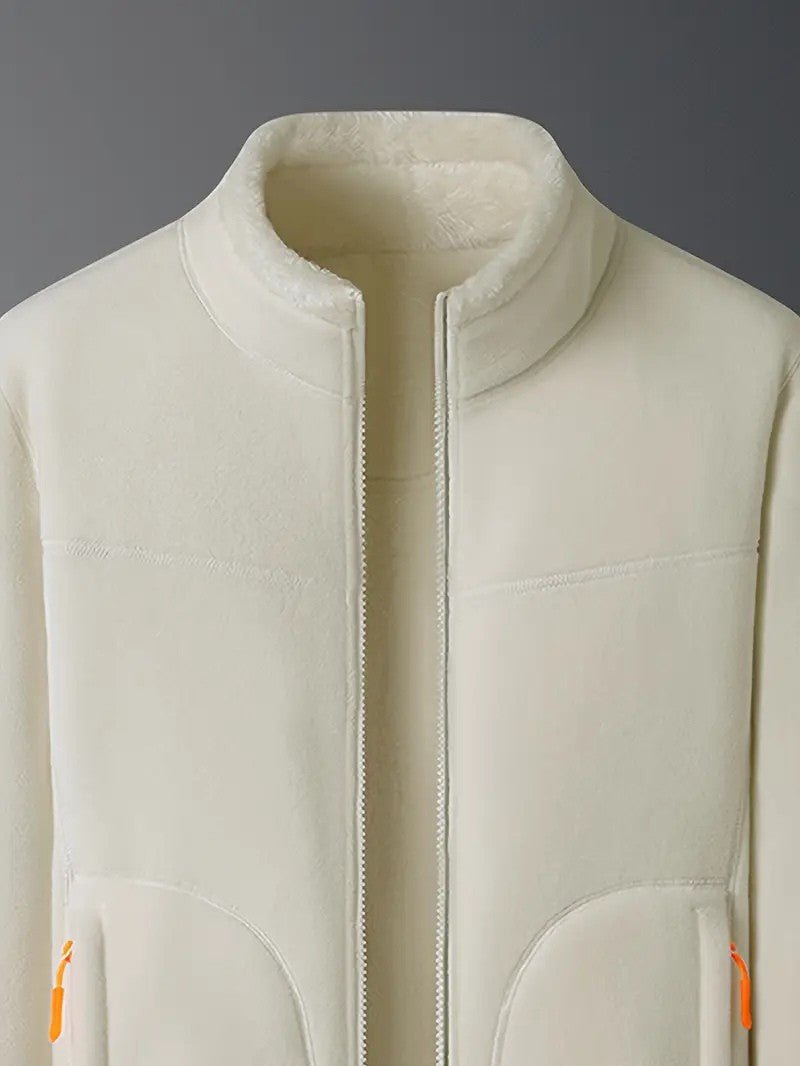 Delyth | Women's Reversible Fluffy Winter Jacket with Stand Collar