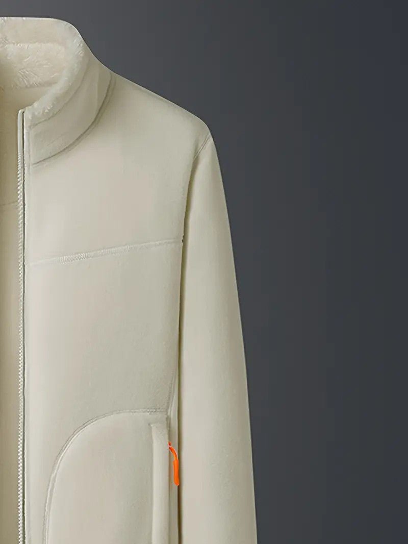 Delyth | Women's Reversible Fluffy Winter Jacket with Stand Collar