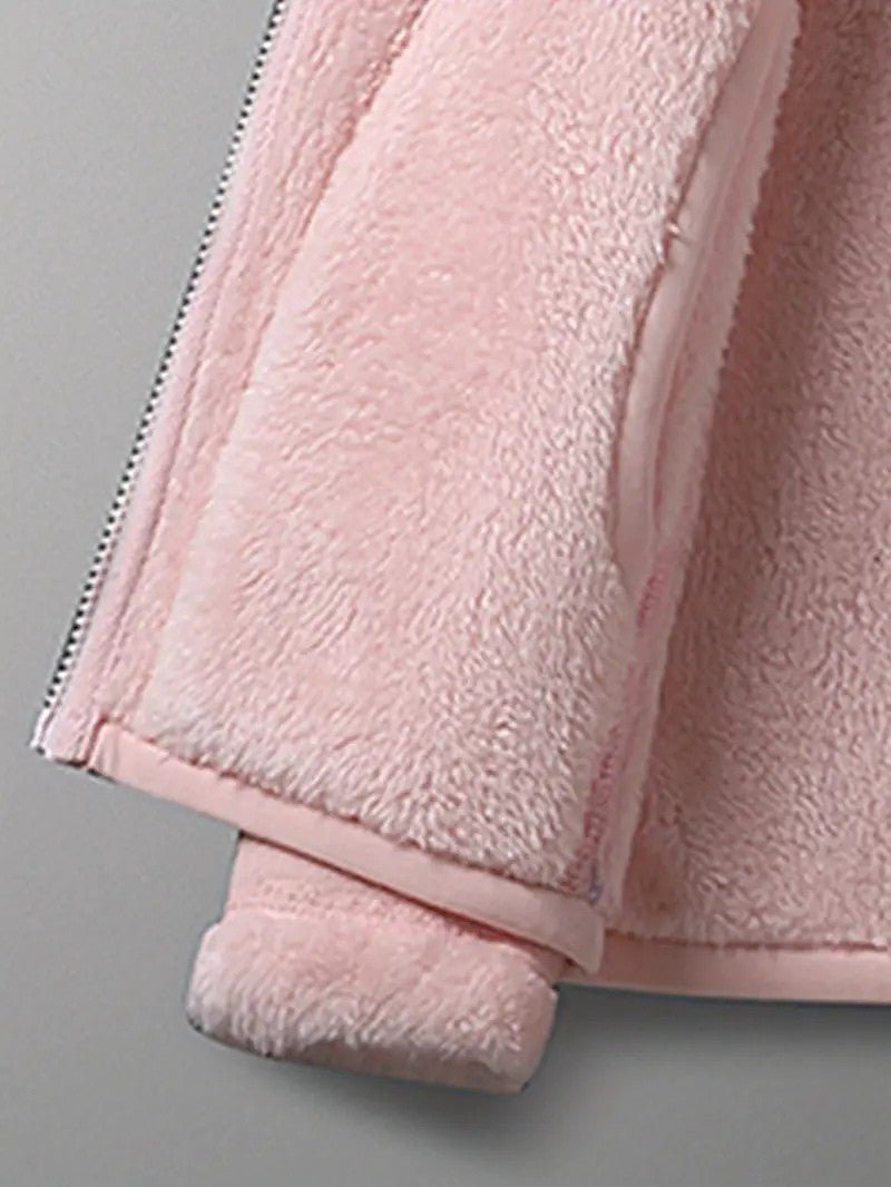 Delyth | Women's Reversible Fluffy Winter Jacket with Stand Collar