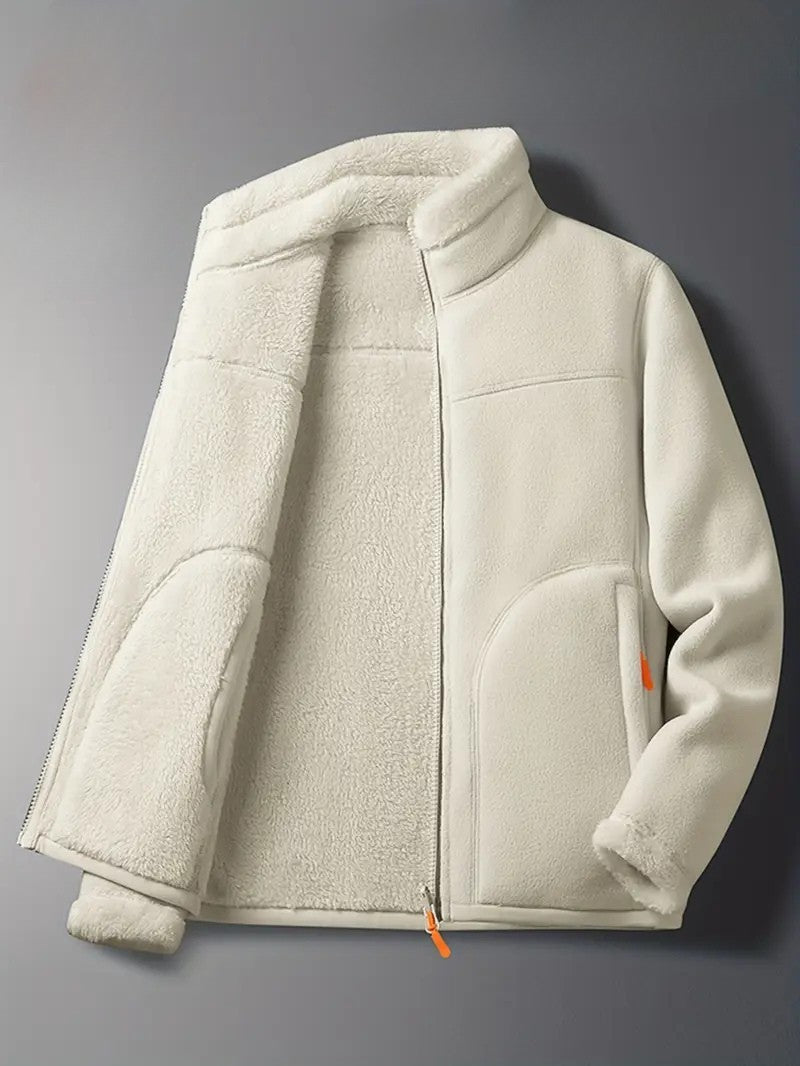 Delyth | Women's Reversible Fluffy Winter Jacket with Stand Collar
